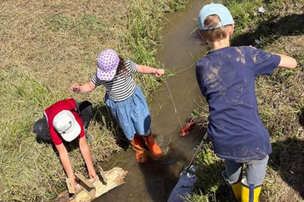 Kinder erlebten den Lebensraum Bach. Foto: Marion Roider